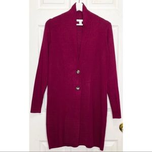Burgundy open long cardigan from RW & CO.